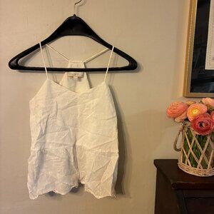 Loft White Strappy Top with Floral Design XXS Petite